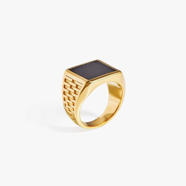 Fused Woven Gemstone Square Signet Ring
